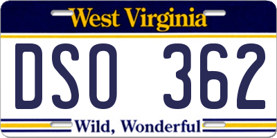 WV license plate DSO362