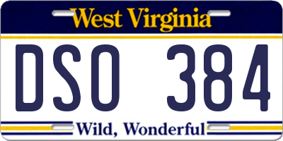 WV license plate DSO384