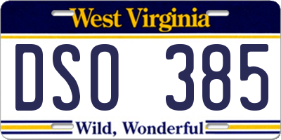 WV license plate DSO385
