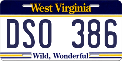 WV license plate DSO386
