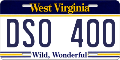 WV license plate DSO400