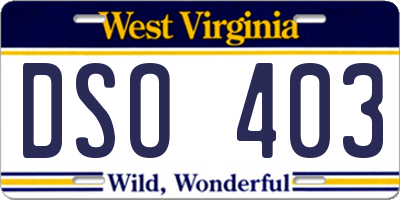 WV license plate DSO403