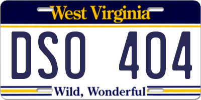 WV license plate DSO404