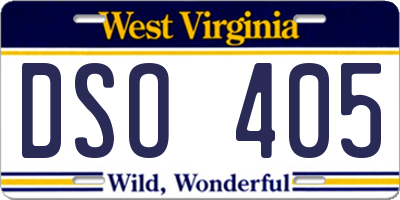 WV license plate DSO405