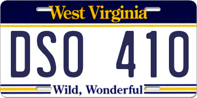 WV license plate DSO410