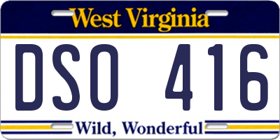 WV license plate DSO416