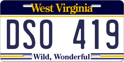 WV license plate DSO419