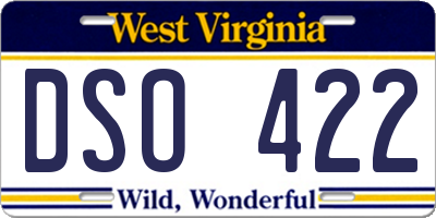 WV license plate DSO422