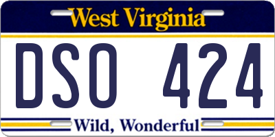 WV license plate DSO424