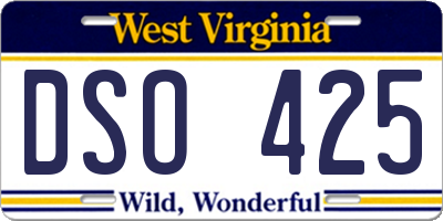 WV license plate DSO425