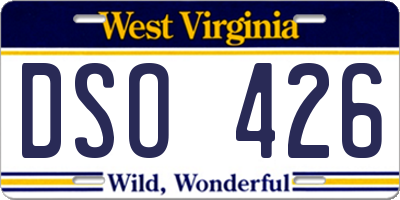 WV license plate DSO426