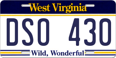 WV license plate DSO430
