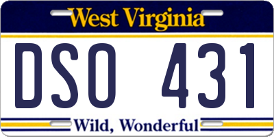 WV license plate DSO431