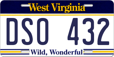 WV license plate DSO432