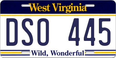 WV license plate DSO445