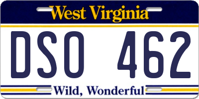 WV license plate DSO462