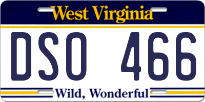 WV license plate DSO466