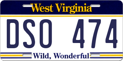 WV license plate DSO474