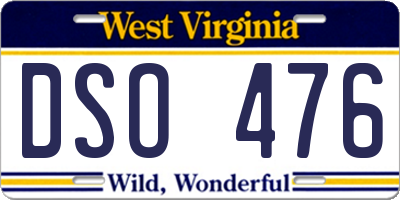 WV license plate DSO476