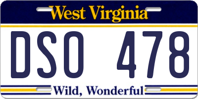 WV license plate DSO478