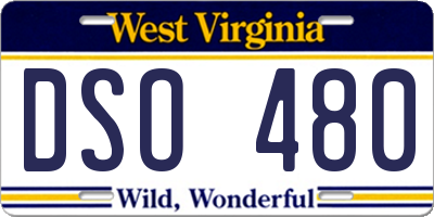 WV license plate DSO480