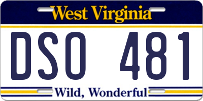 WV license plate DSO481