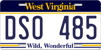 WV license plate DSO485