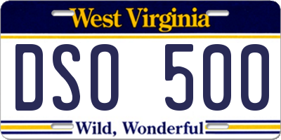 WV license plate DSO500