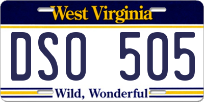 WV license plate DSO505