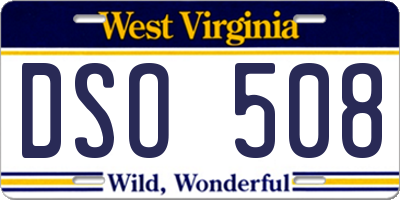 WV license plate DSO508
