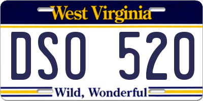 WV license plate DSO520