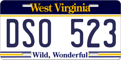 WV license plate DSO523