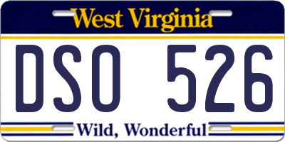 WV license plate DSO526