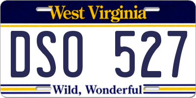 WV license plate DSO527