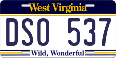 WV license plate DSO537