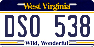 WV license plate DSO538
