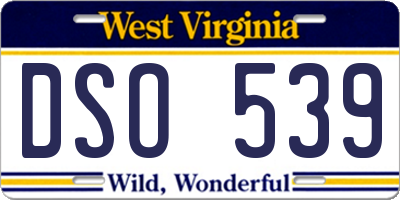 WV license plate DSO539