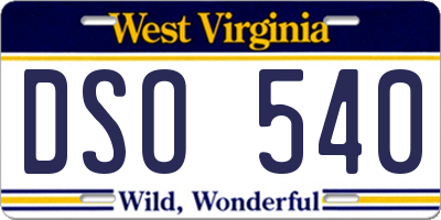 WV license plate DSO540