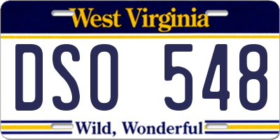 WV license plate DSO548