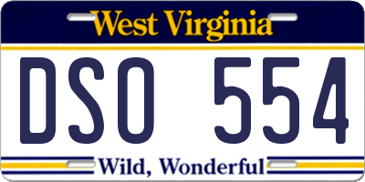 WV license plate DSO554