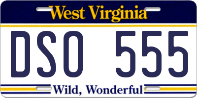 WV license plate DSO555