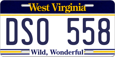 WV license plate DSO558