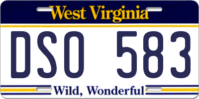 WV license plate DSO583
