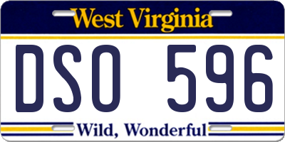 WV license plate DSO596