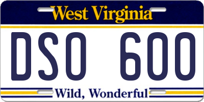 WV license plate DSO600