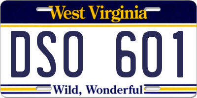 WV license plate DSO601