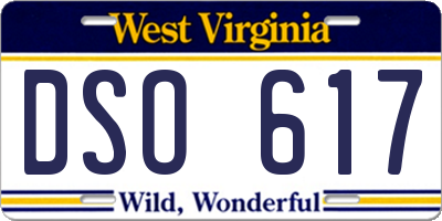 WV license plate DSO617