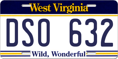 WV license plate DSO632