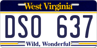 WV license plate DSO637