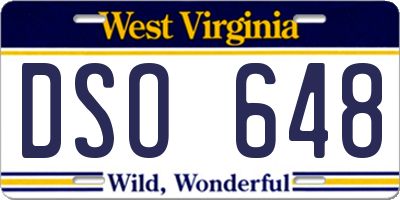 WV license plate DSO648